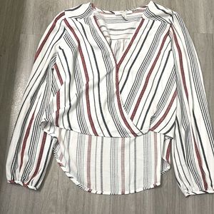 Work casual blouse. Red white and blue stripes